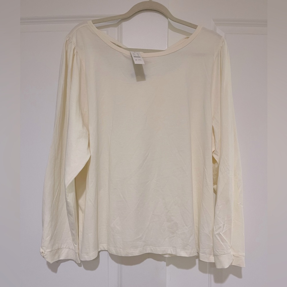 NWT j.Crew broken in jersey, long puff sleeve T-shirt runs small